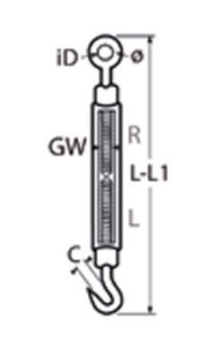 TENDEUR CROCHET-CROCHET INOX A4
