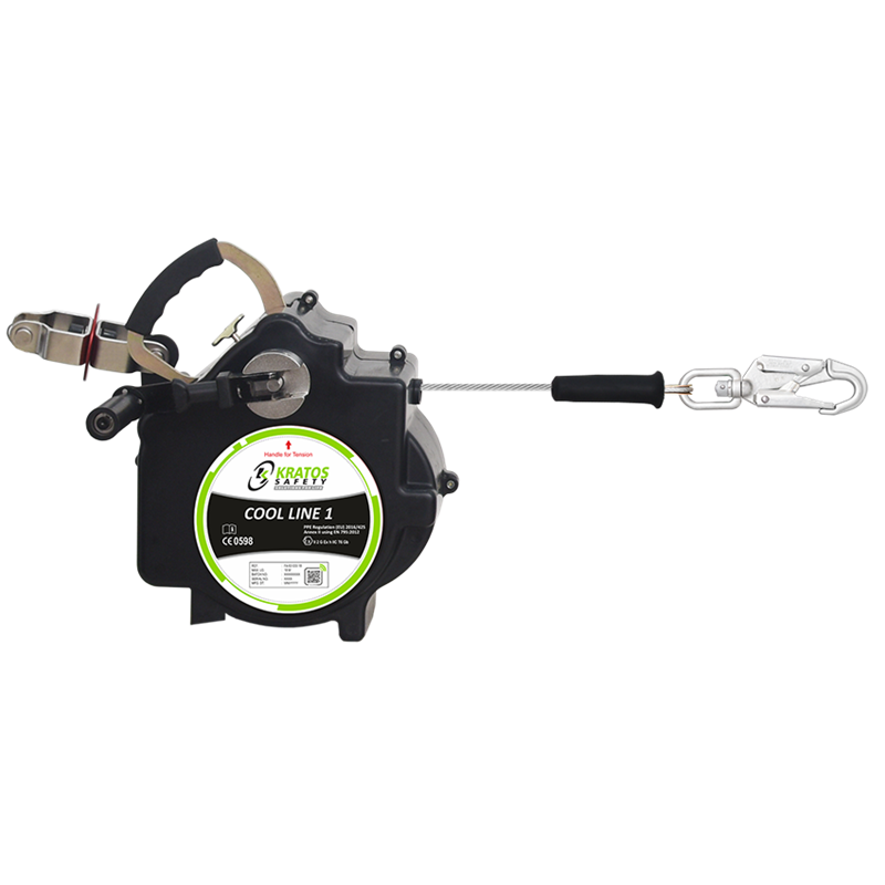LIGNE DE VIE TEMPORAIRE HORIZONTALE RETRACTABLE A CABLE POUR 2 UTILISATEURS - COOL LINE 1 - KRATOS | L: 18 m